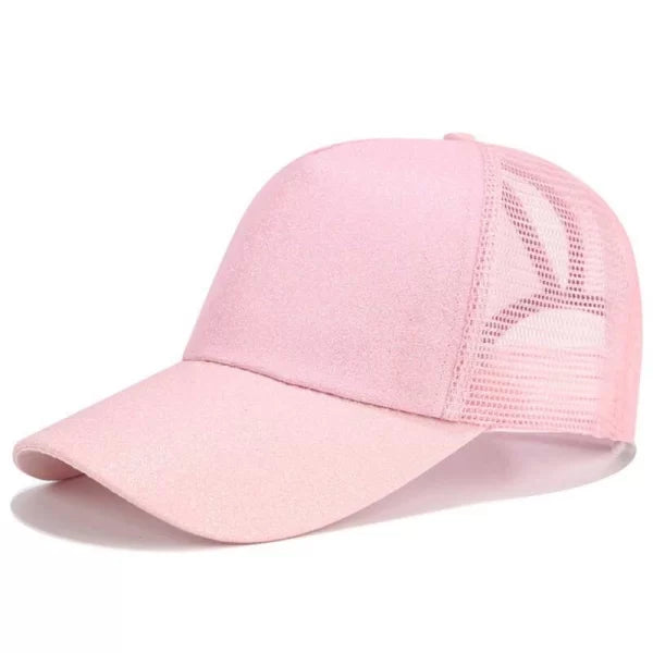 Fashion Ponytail Baseball Cap Women's Adjustable Dad Hat - Breathable Mesh Summer Trucker with Hair Bun Access