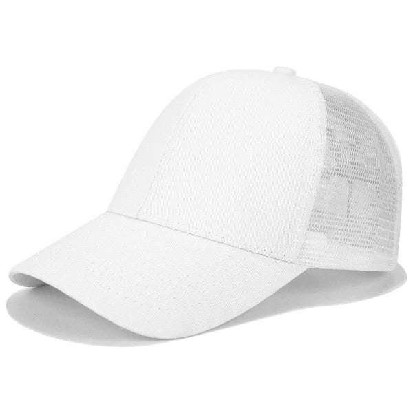 Fashion Ponytail Baseball Cap Women's Adjustable Dad Hat - Breathable Mesh Summer Trucker with Hair Bun Access