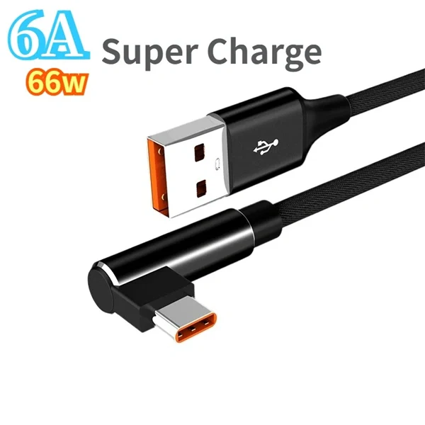 6A 66W Fast Charging USB-C Elbow Cable
