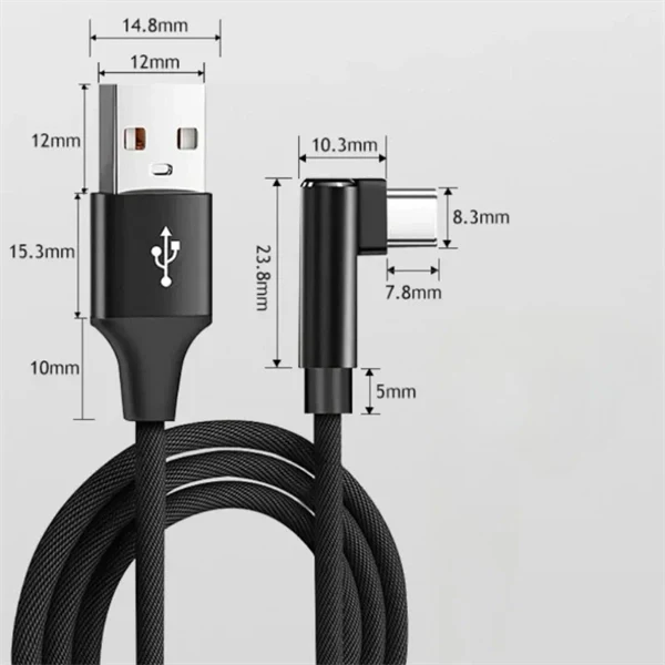 6A 66W Fast Charging USB-C Elbow Cable