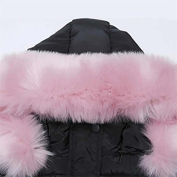 Girls' Winter Puffer Jacket with Letter Print – Warm Down Coat for Kids 4-12, Long Sleeve, Daily & School Wear