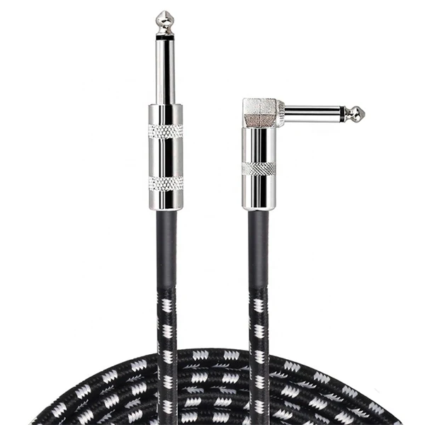 Guitar Instrument Cable 1/4 Inch Straight to Right Angle 6.35mm Electric Guitar Cable Cord for Bass Keyboard Effector