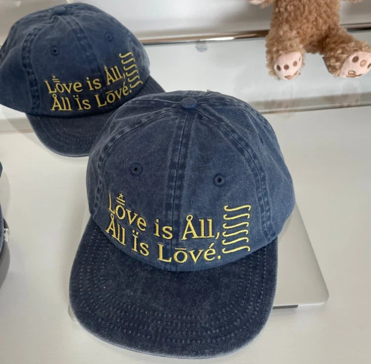 "Love is All, All is Love" Vintage Washed Cowboy Cap Embroidered Blue Baseball Cap