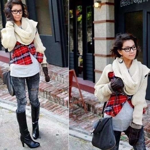 HOT SALE-Crochet Sweater-Scarf With Sleeves