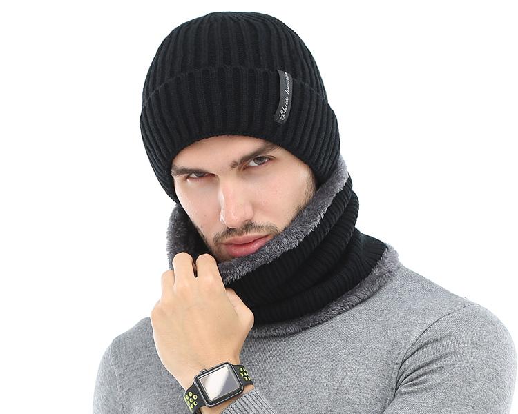 Men's Winter Beanies Scarf Knitted Hat