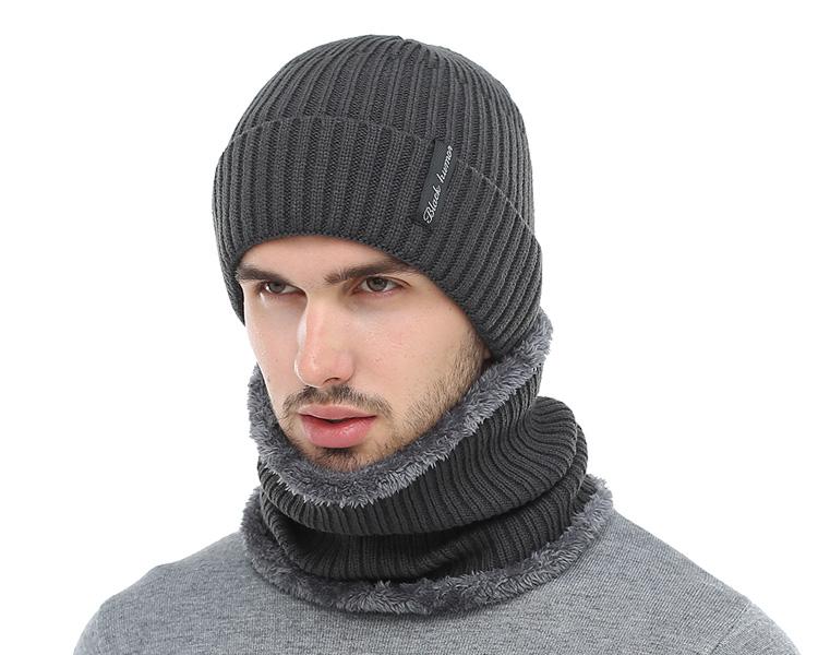Men's Winter Beanies Scarf Knitted Hat