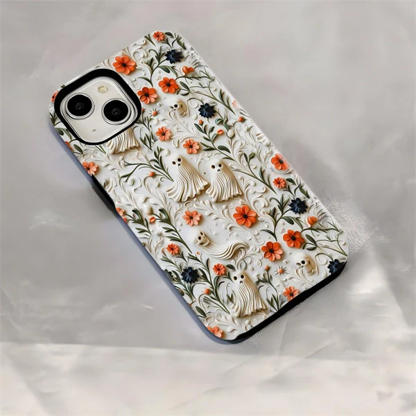 Halloween Skull Ghost Hard Phone Case for iPhone 17 / 16 / 15