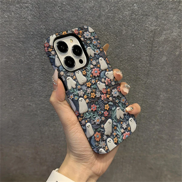 Halloween Skull Ghost Hard Phone Case for iPhone 17 / 16 / 15