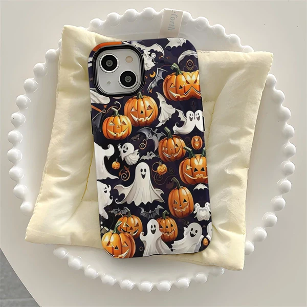 Halloween Skull Ghost Hard Phone Case for iPhone 17 / 16 / 15
