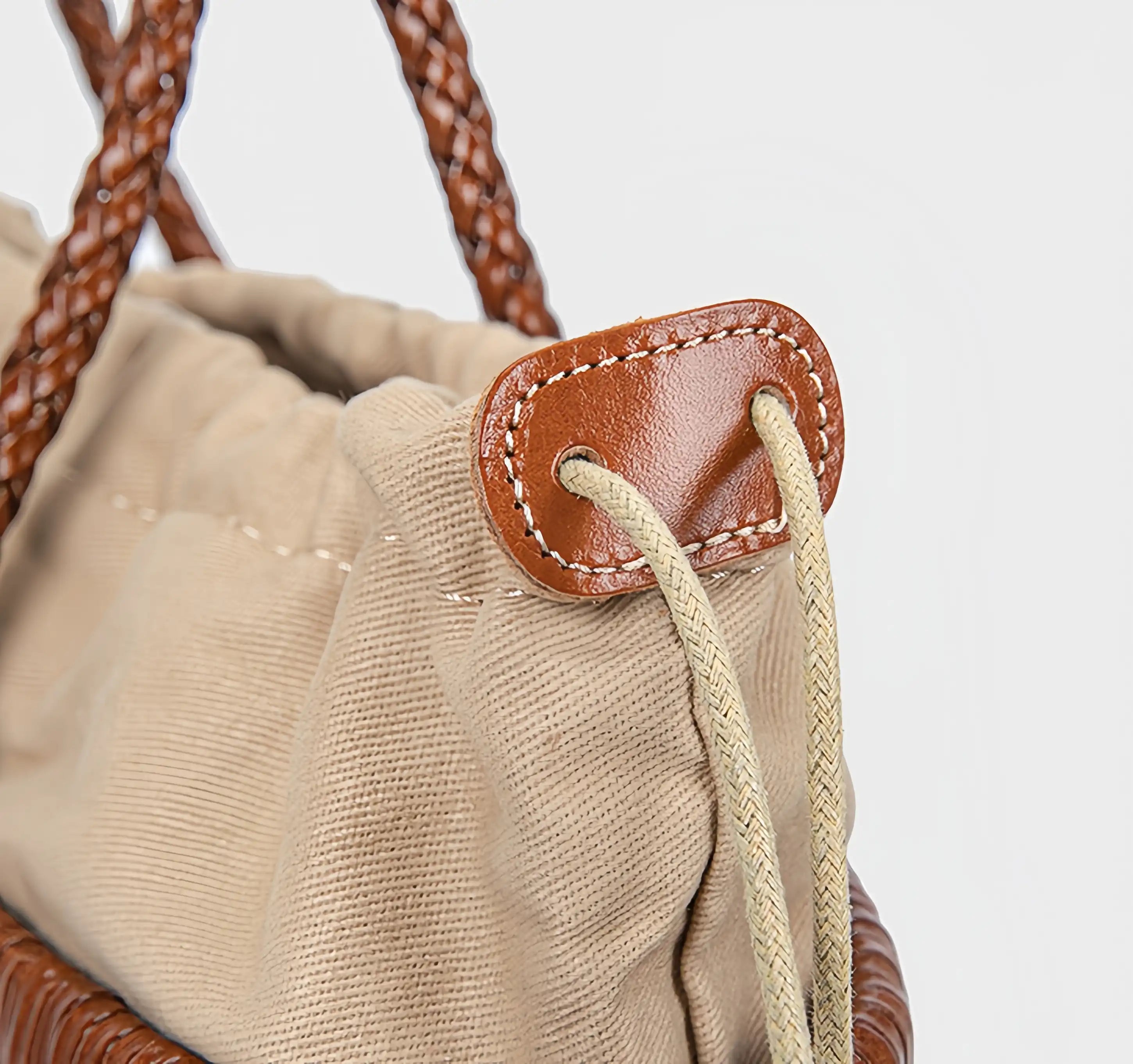 Handmade Braided Leather Basket Bag - Vintage Shoulder & Crossbody Tote