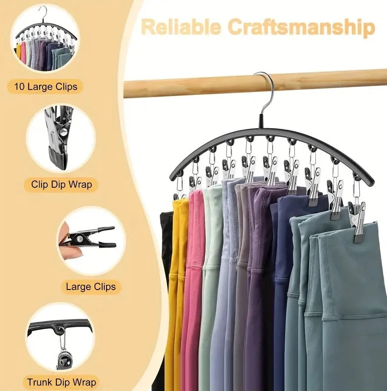 2 Pack Hangers with Clips Space Saving Hanging Closet Organizer for Yoga Pants, Leggings& Socks