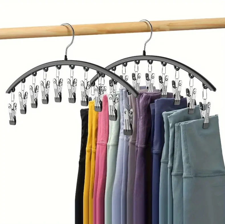 2 Pack Hangers with Clips Space Saving Hanging Closet Organizer for Yoga Pants, Leggings& Socks