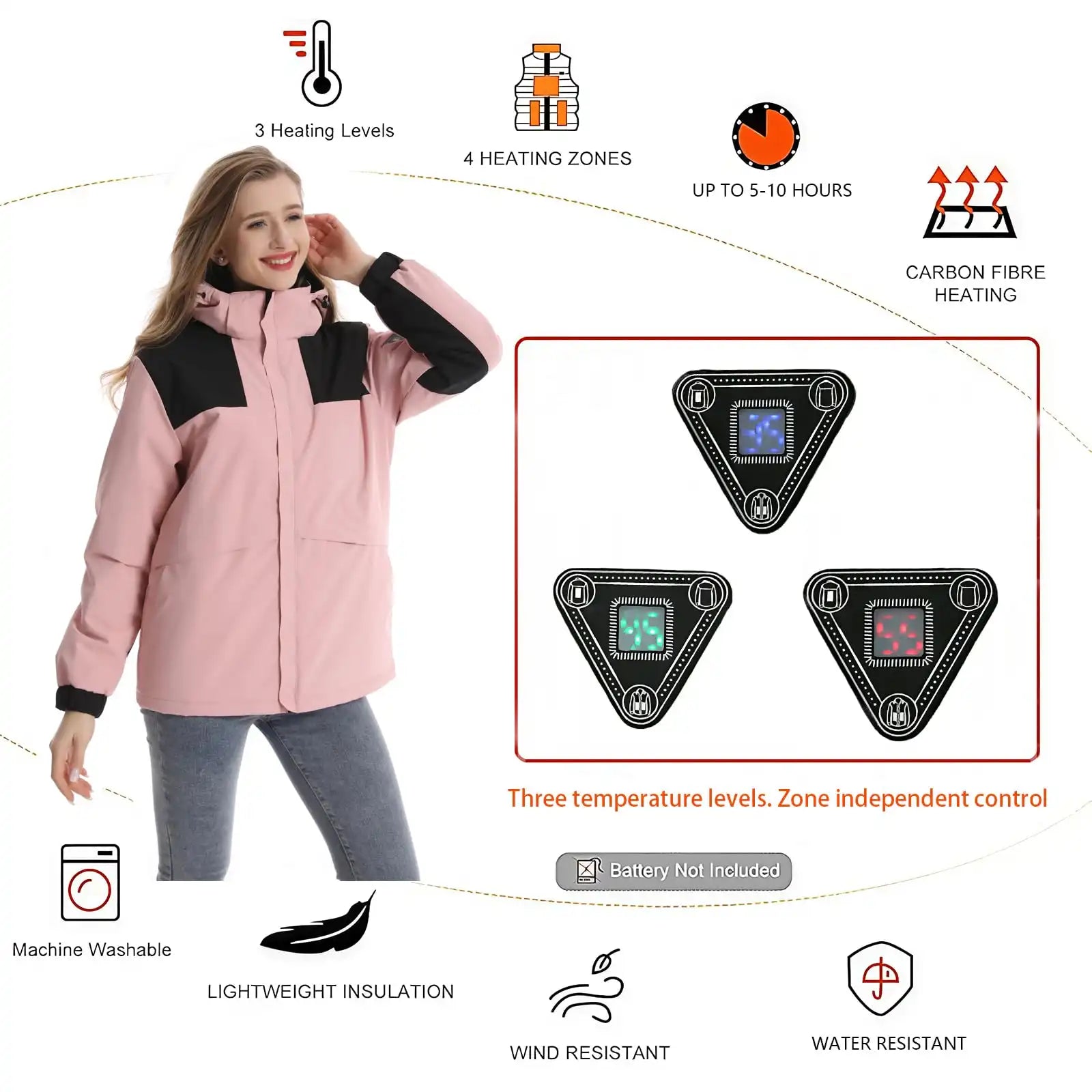 Heated Jacket Waterproof USB Hooded Men Women Outdoor