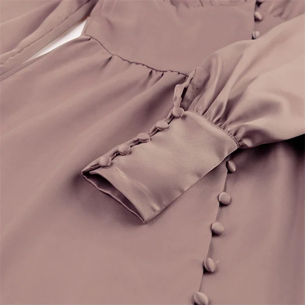 High Waist V-neck Long Sleeve Belted Ruffles Maxi Dress