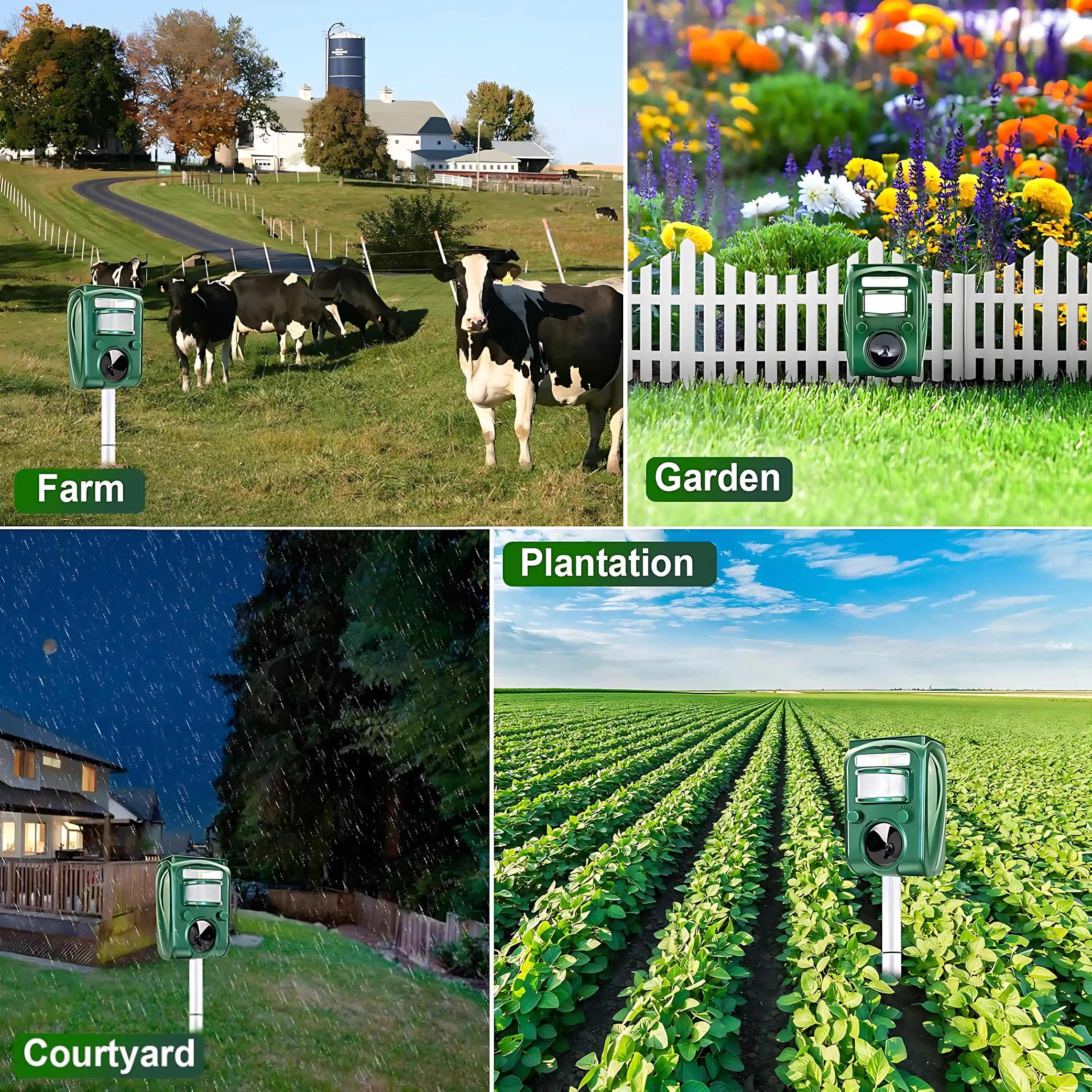 Highly Efficient Solar Ultrasonic Animal Repeller - With 5 Frequencies, Repels Moles, Squirrels, Deer, Snakes, Cats, Dogs, Raccoons, Skunks, Foxes, Birds