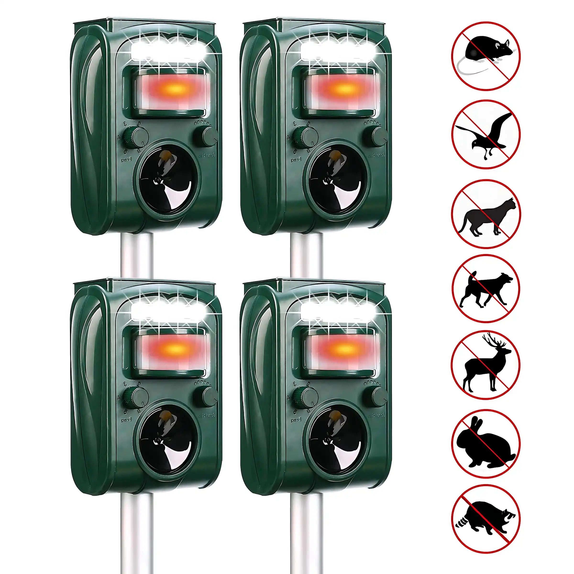 Highly Efficient Solar Ultrasonic Animal Repeller - With 5 Frequencies, Repels Moles, Squirrels, Deer, Snakes, Cats, Dogs, Raccoons, Skunks, Foxes, Birds