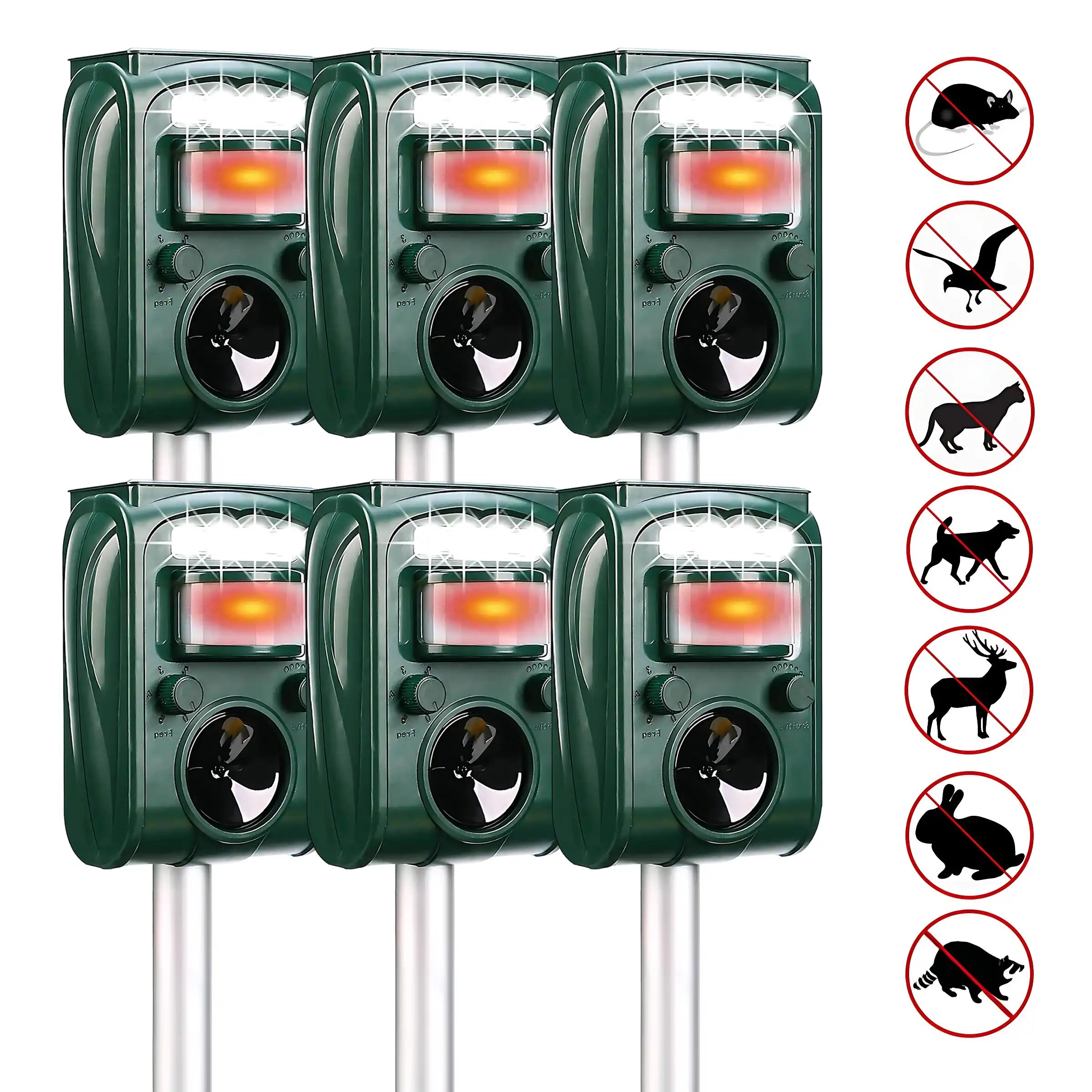 Highly Efficient Solar Ultrasonic Animal Repeller - With 5 Frequencies, Repels Moles, Squirrels, Deer, Snakes, Cats, Dogs, Raccoons, Skunks, Foxes, Birds