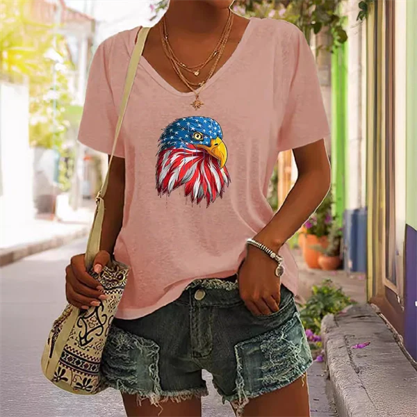 2025 Independence Day Eagle Tee – Casual Women's Round Neck T-Shirt for July 4th