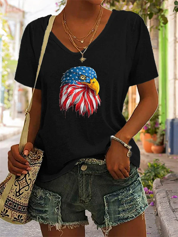 2025 Independence Day Eagle Tee – Casual Women's Round Neck T-Shirt for July 4th