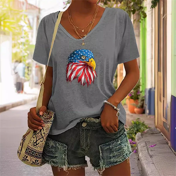 2025 Independence Day Eagle Tee – Casual Women's Round Neck T-Shirt for July 4th