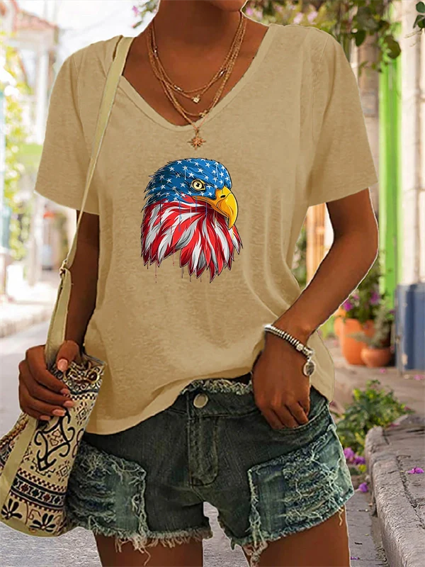 2025 Independence Day Eagle Tee – Casual Women's Round Neck T-Shirt for July 4th