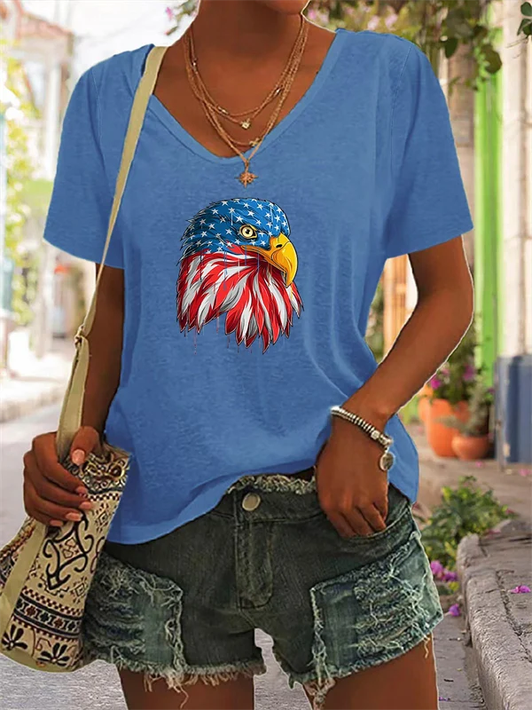 2025 Independence Day Eagle Tee – Casual Women's Round Neck T-Shirt for July 4th