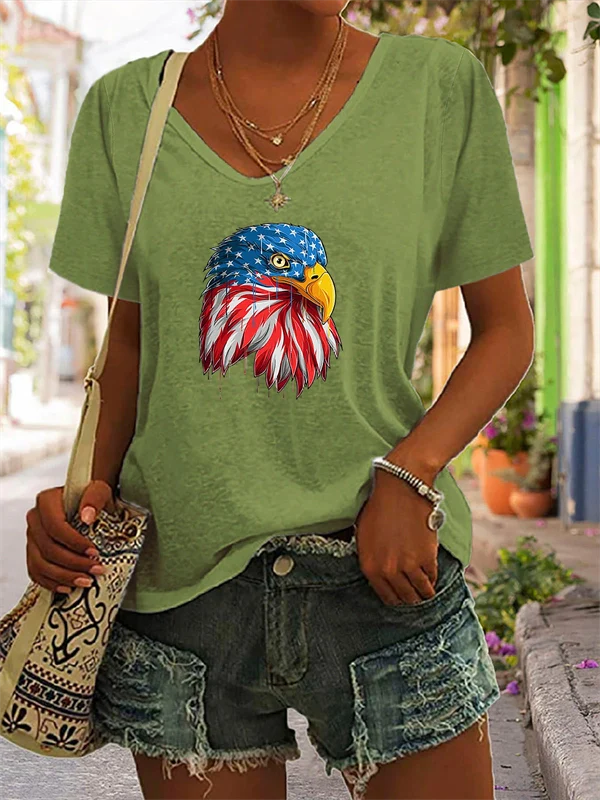 2025 Independence Day Eagle Tee – Casual Women's Round Neck T-Shirt for July 4th