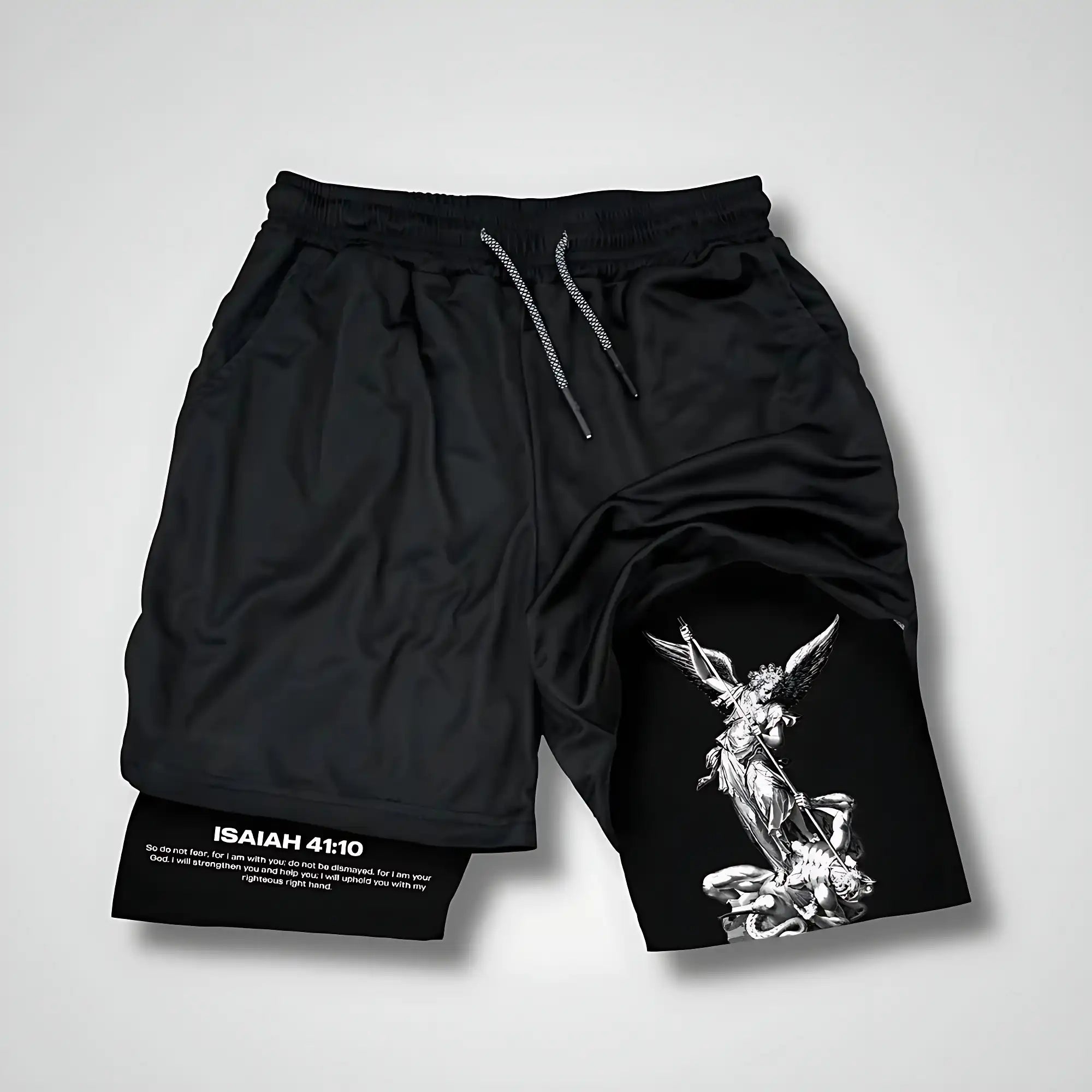 Isaiah 41:10 Angel & Devil Print Performance Shorts