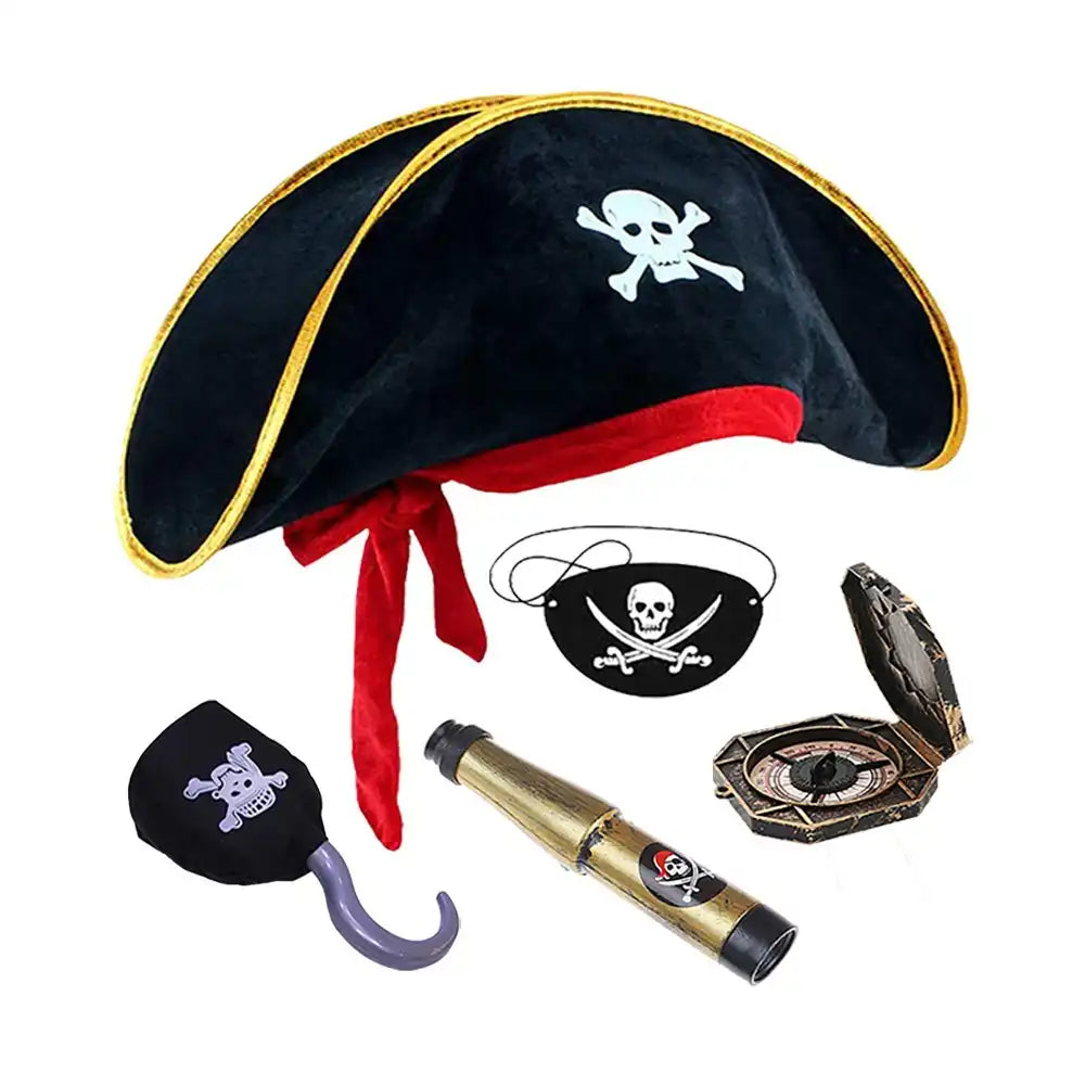 Kids Pirate Hat with Eyepatch - High-Top Halloween Costume Party Accessory