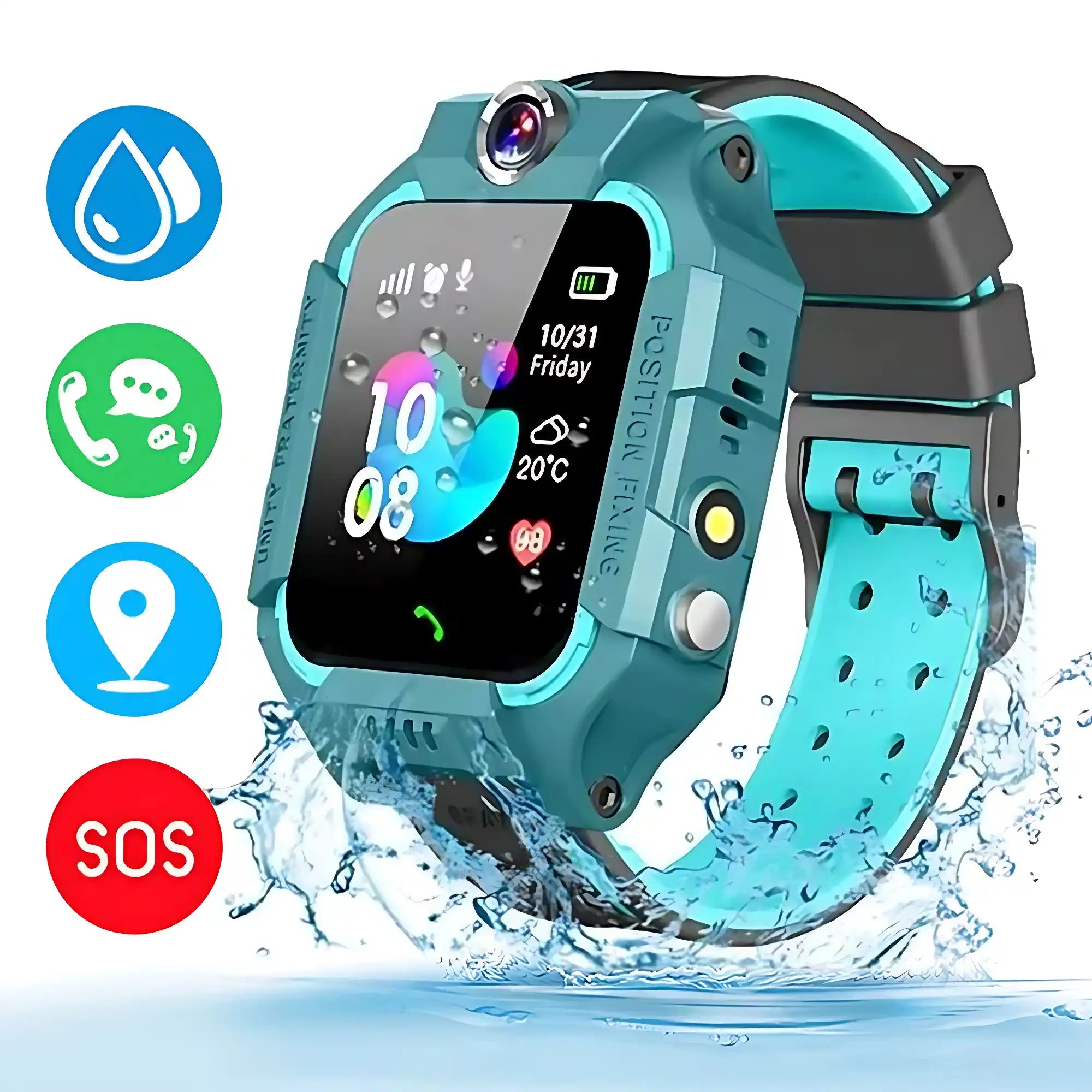 Kids SOS Smartwatch with GPS & 2G Calling - Waterproof Camera Watch for Boys & Girls