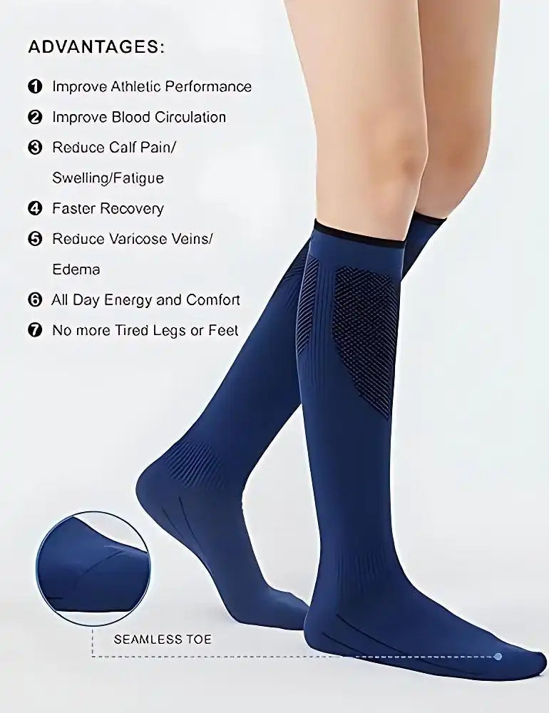 Knee-High Compression Socks (20-30mmHg) - Breathable Support for Running & Travel