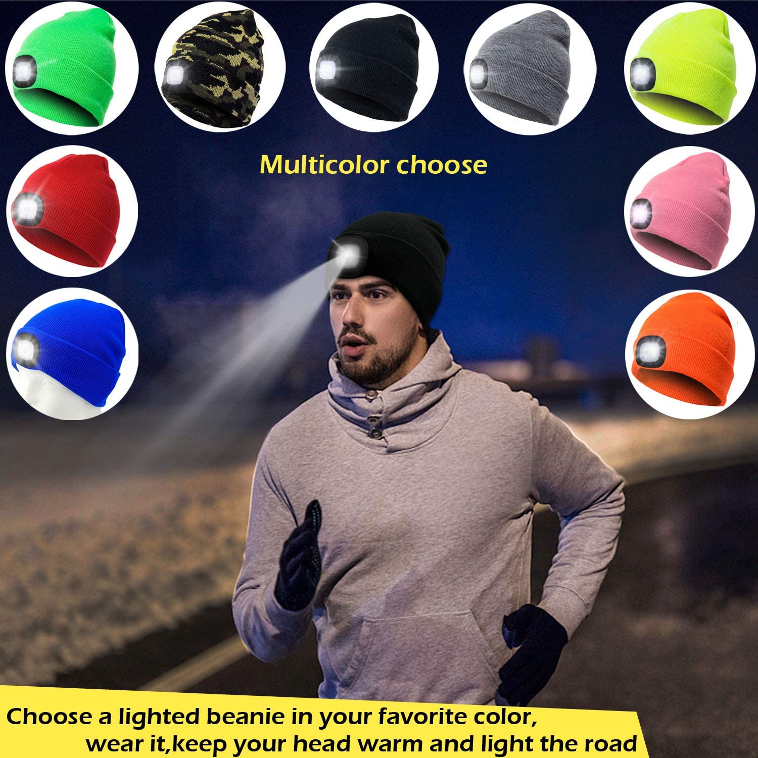 LED Beanie For Camping Fishing Hiking Climbing