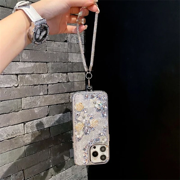 Luxury Crystal Rose Flower Case for iPhone 17 – Sparkling, Elegant, and Chic Design for Women