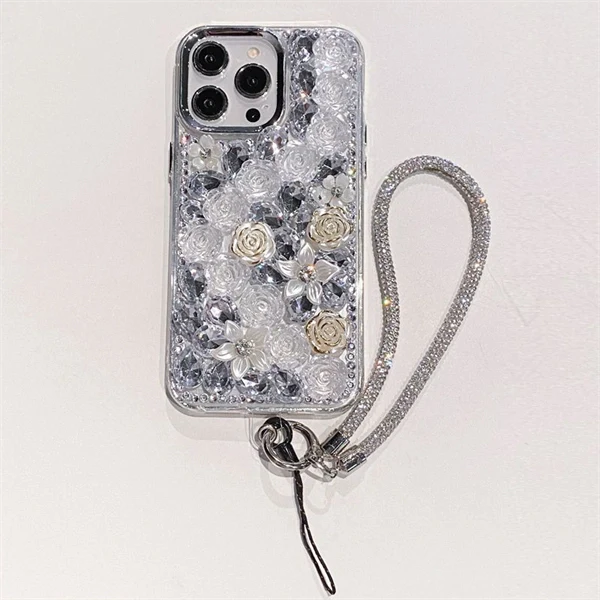 Luxury Crystal Rose Flower Case for iPhone 17 – Sparkling, Elegant, and Chic Design for Women