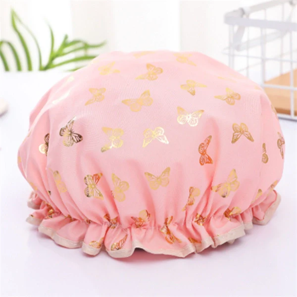 Luxury Double-Layer Shower Cap – Soft Lined & Waterproof for Frizz-Free Hair
