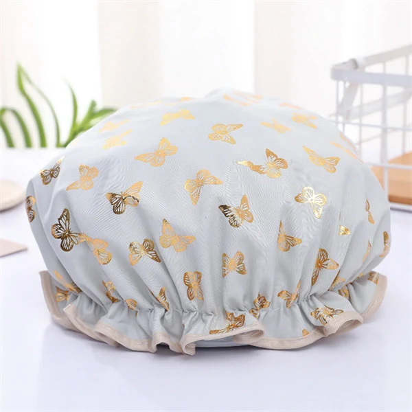 Luxury Double-Layer Shower Cap – Soft Lined & Waterproof for Frizz-Free Hair