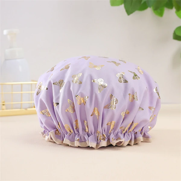 Luxury Double-Layer Shower Cap – Soft Lined & Waterproof for Frizz-Free Hair