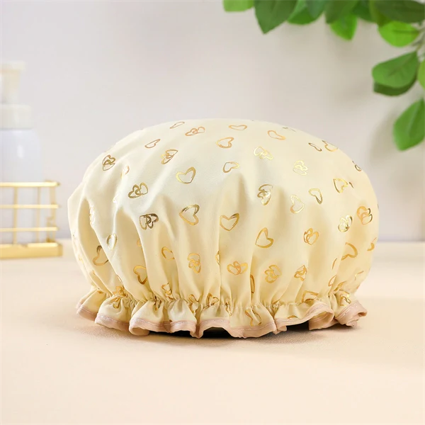 Luxury Double-Layer Shower Cap – Soft Lined & Waterproof for Frizz-Free Hair