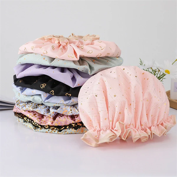 Luxury Double-Layer Shower Cap – Soft Lined & Waterproof for Frizz-Free Hair
