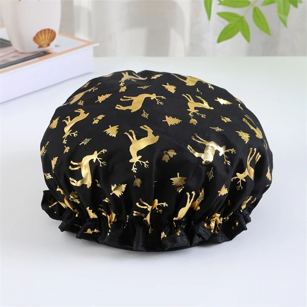 Luxury Double-Layer Shower Cap – Soft Lined & Waterproof for Frizz-Free Hair