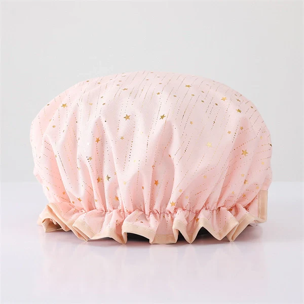 Luxury Double-Layer Shower Cap – Soft Lined & Waterproof for Frizz-Free Hair