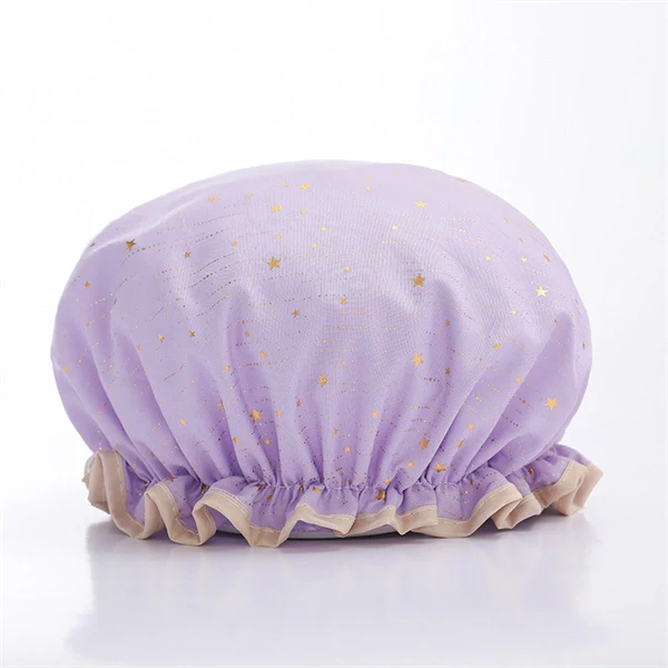 Luxury Double-Layer Shower Cap – Soft Lined & Waterproof for Frizz-Free Hair