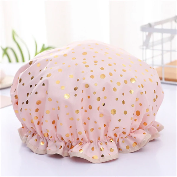 Luxury Double-Layer Shower Cap – Soft Lined & Waterproof for Frizz-Free Hair