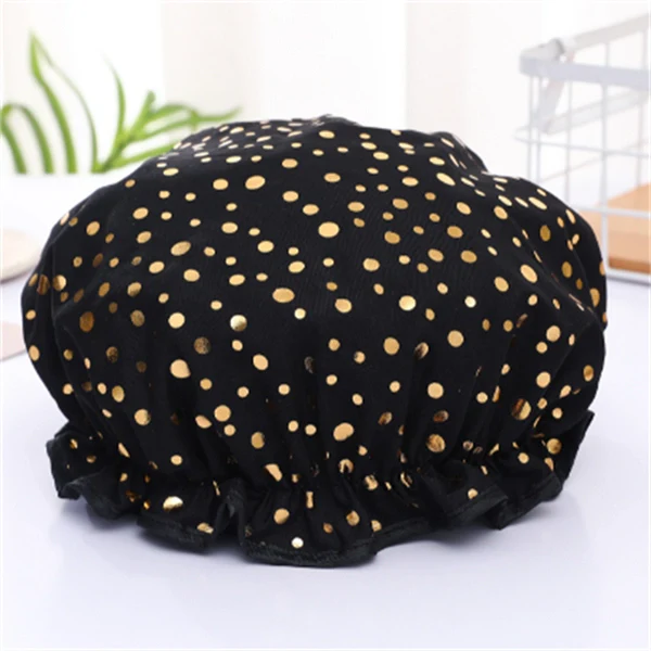 Luxury Double-Layer Shower Cap – Soft Lined & Waterproof for Frizz-Free Hair