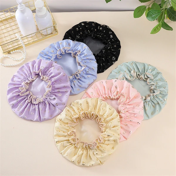 Luxury Double-Layer Shower Cap – Soft Lined & Waterproof for Frizz-Free Hair