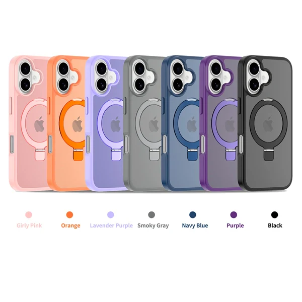 MagSafe-Compatible 2-in-1 Magnetic Stand Phone Case for iPhone 17 – Shockproof Matte Finish