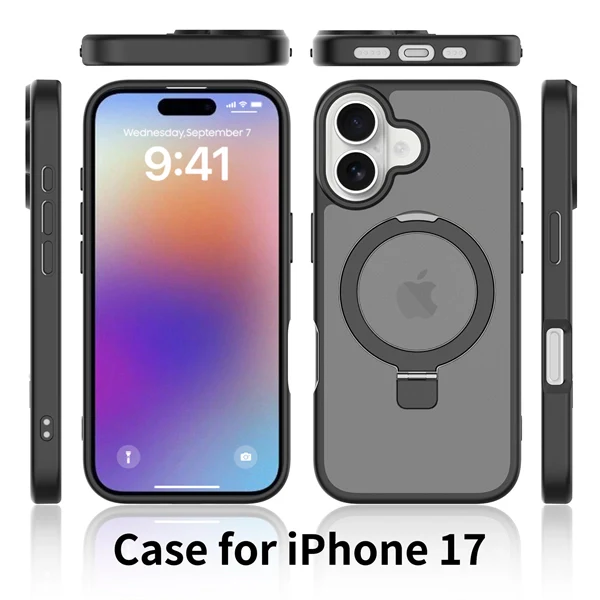 MagSafe-Compatible 2-in-1 Magnetic Stand Phone Case for iPhone 17 – Shockproof Matte Finish