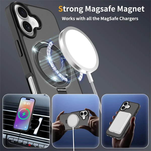 MagSafe-Compatible 2-in-1 Magnetic Stand Phone Case for iPhone 17 – Shockproof Matte Finish