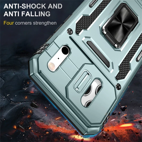 Magnetic Shockproof Ring Stand Phone Case with Sliding Camera Cover Mobile Case for iPhone 17 Pro Max
