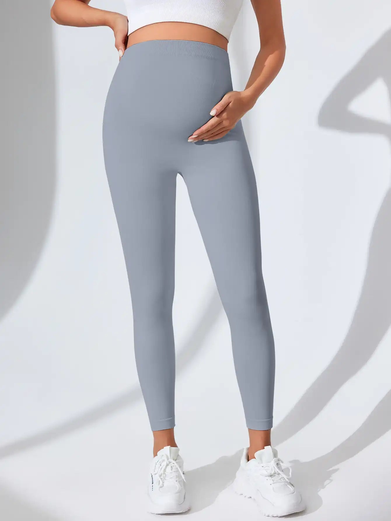 Maternity Support Leggings - Seamless High-Waisted Yoga Pants